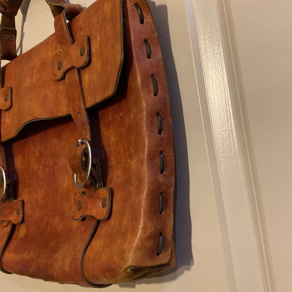 Old West Mens Antique Vintage Leather Laptop Briefcase bag handmade Paul Bliss